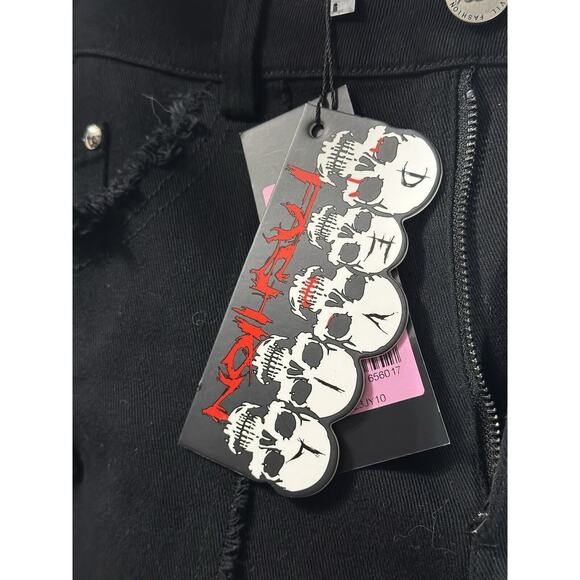 NWT Devil Fashion Mens Goth Punk Biker Grunge Side Lacing Size Small Jeans Black - Picture 15 of 16